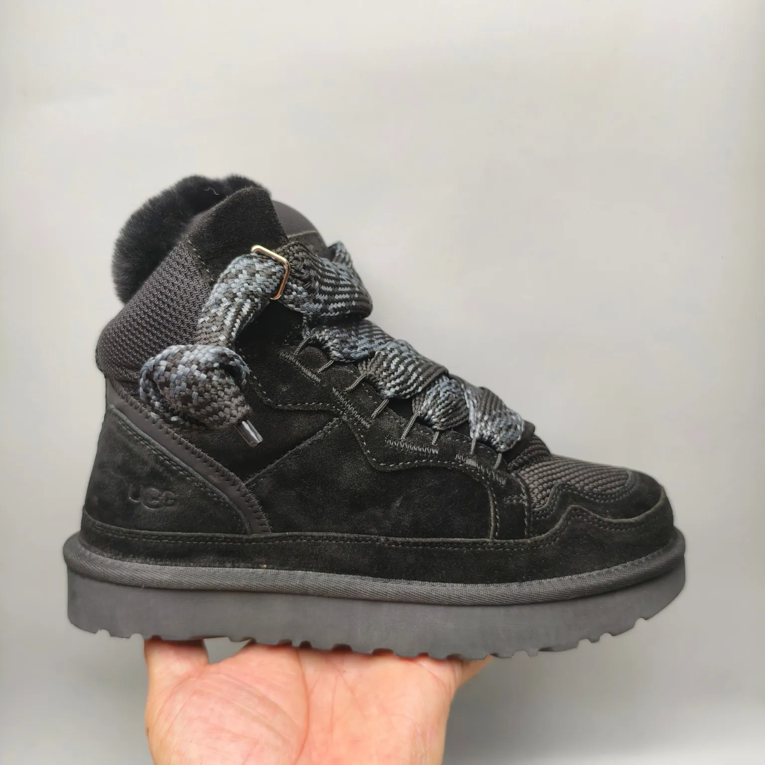 💰640 UGG sheepskin all-in-one snow boots 5390 wide lace breathable mesh casual boots Color: Maroon Black Sand Size: 35-41